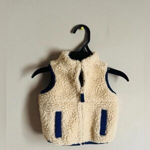Boy Cream and Blue Vest 0-3 Months